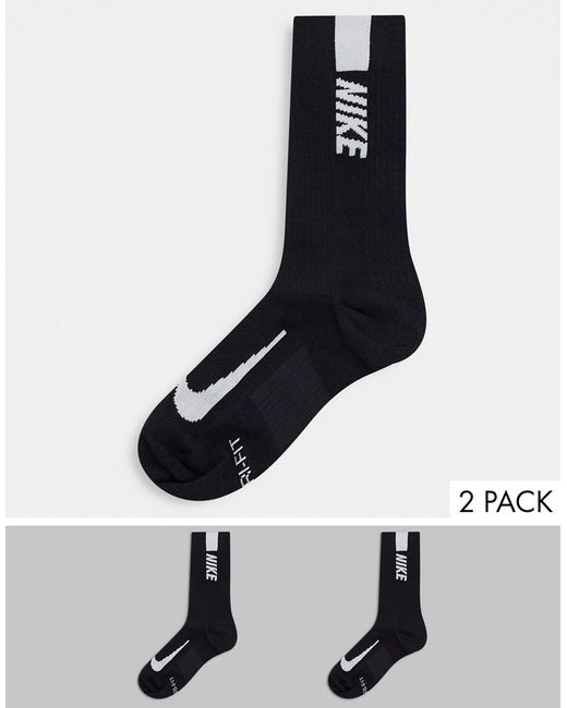 Nike Running Multiplier 2 pack crew socks in