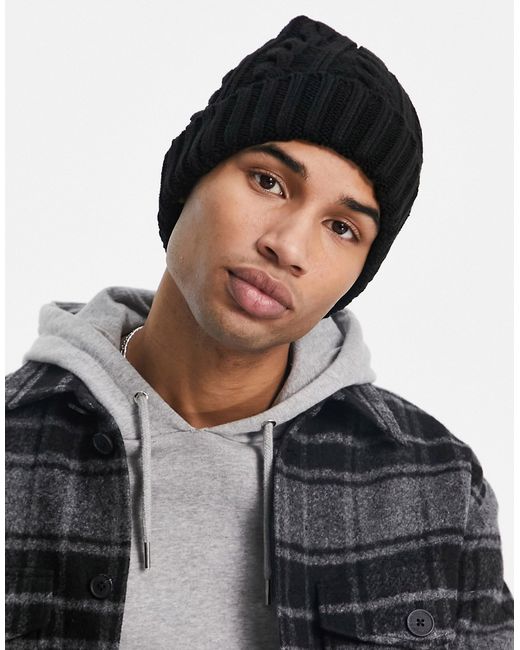 New Look cable knit fisherman beanie in