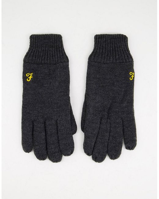 Farah logo gloves in charcoal