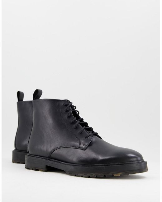 Walk London james camo sole lace up boots in leather