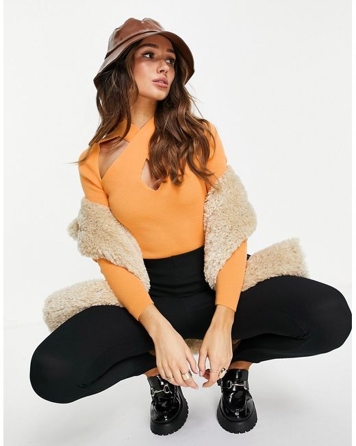 Asos Design sweater with crossover neck detail in