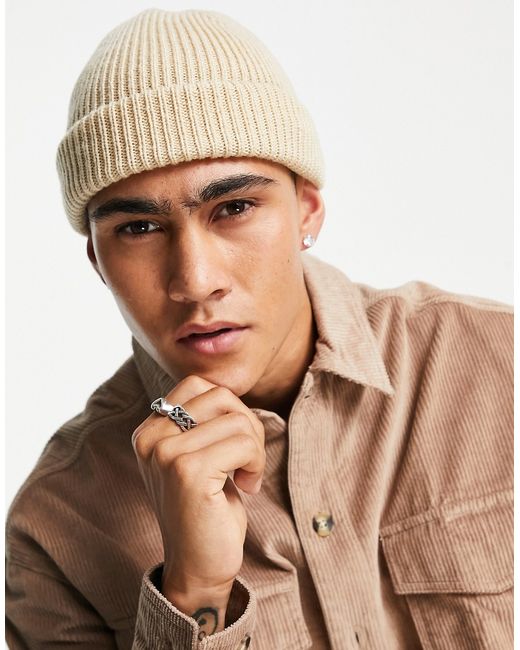 Asos Design slouchy beanie in off