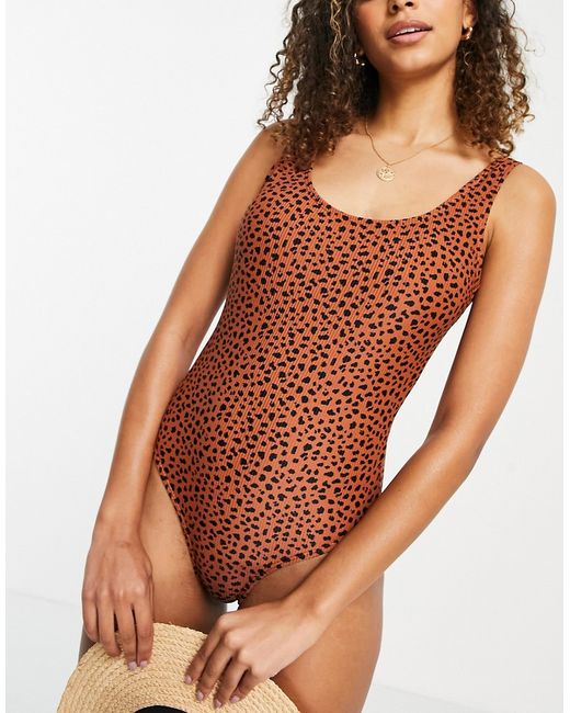 Vero Moda swimsuit in cheetah print-