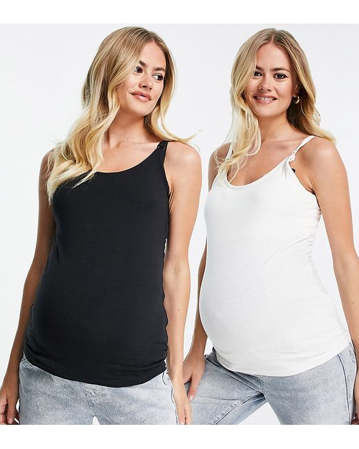 Mama.licious Maternity nursing cami top two pack In and white