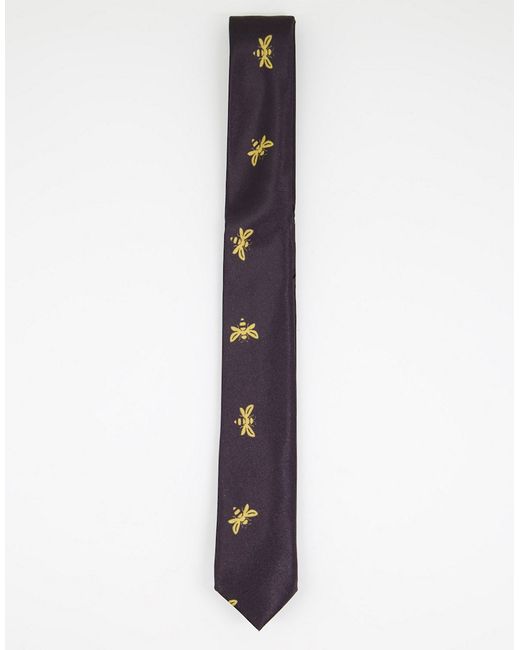 Bolongaro Trevor skinny tie in embroidered bee print-