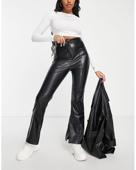 Asos Design Hourglass leather look kick flare pants in