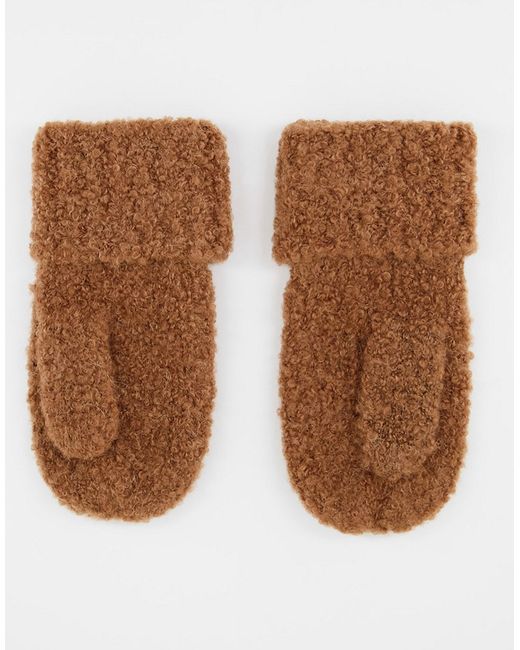 AllSaints knitted mittens in caramel-