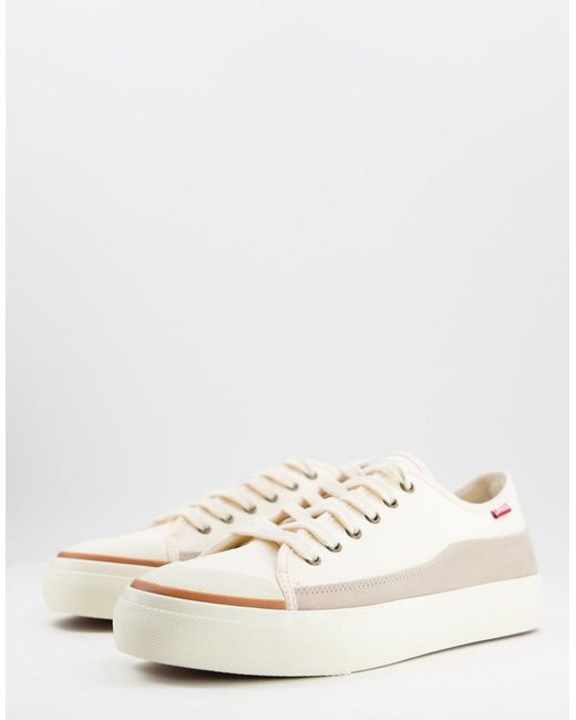 Levi's square mix sneakers with tab in cream mix-