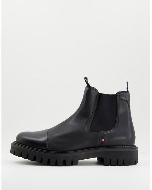 Tommy Hilfiger chunky toecap chelsea boots in