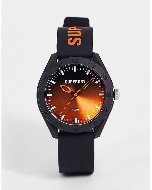 Superdry silicone strap watch in and orange ombre