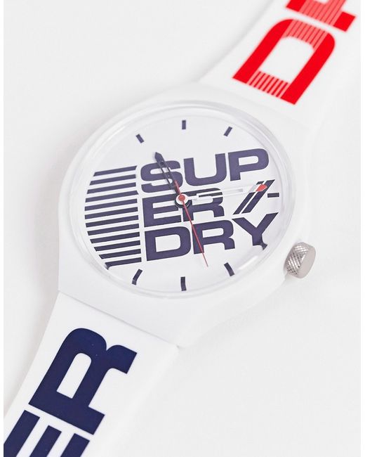 Superdry silicone strap watch with logo face in