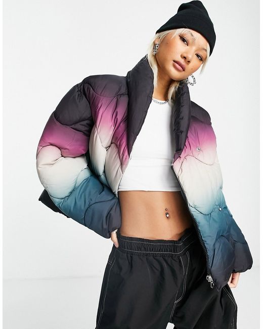 Weekday Bright recycled wavy padded jacket in ombre-
