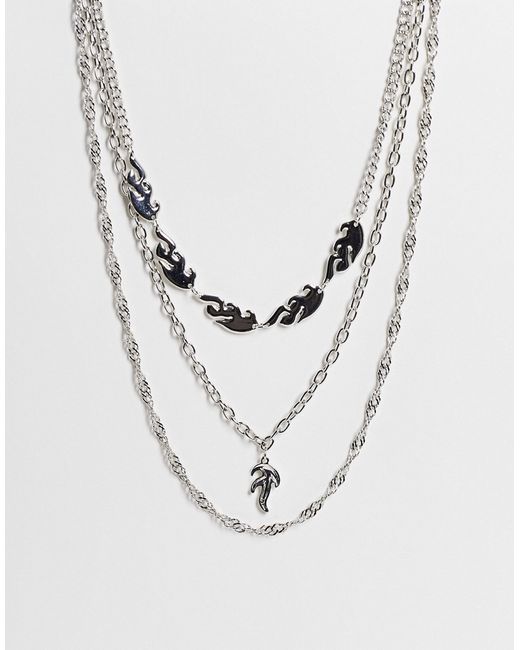 Bershka layered chain necklace in