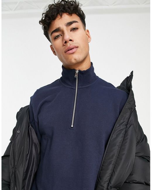 Selected Homme high neck 1/4 zip sweatshirt in