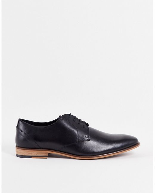 Asos Design lace up shoes in leather with natural sole
