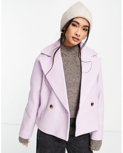 Vila double breasted cropped jacket in lilac