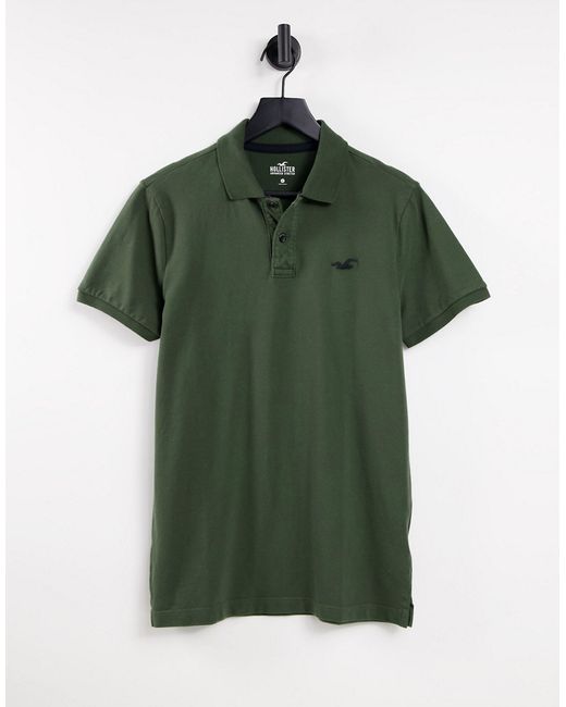 Hollister slim fit polo shirt in olive with logo