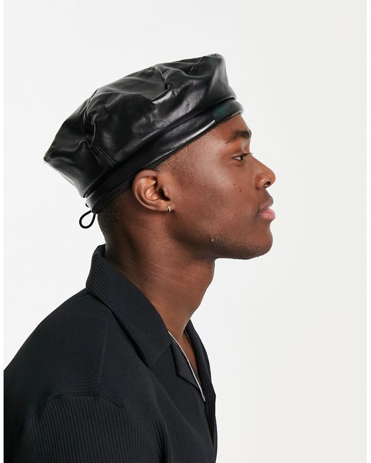 Svnx PU leather look beret in