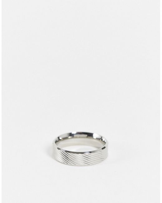 Asos Design band ring with horizontal emboss in tone