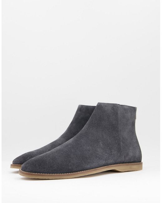 Asos Design chelsea boot in suede with natural sole-