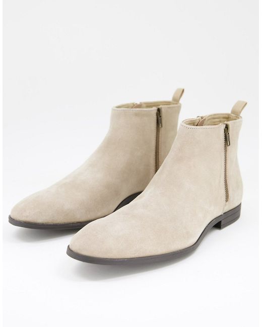 Asos Design chelsea boots in stone suede with natural sole-