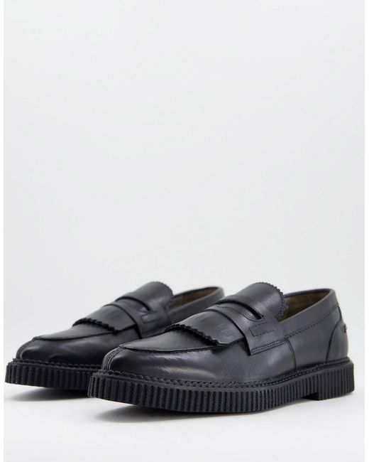 Bolongaro Trevor leather fringed loafer shoes with ridge sole-
