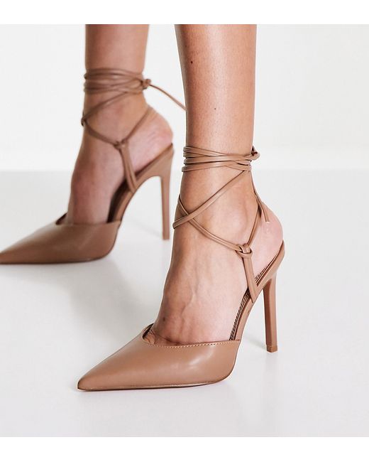 Asos Design Wide Fit Prize tie leg high heeled shoes in