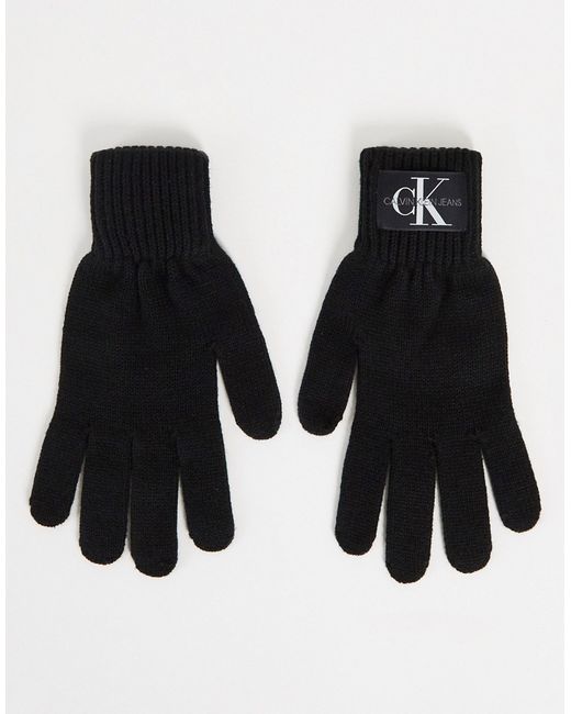 Calvin Klein Jeans knitted monogram logo gloves in