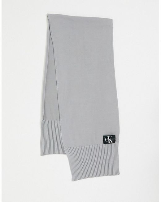 Calvin Klein Jeans knitted logo scarf in charcoal-