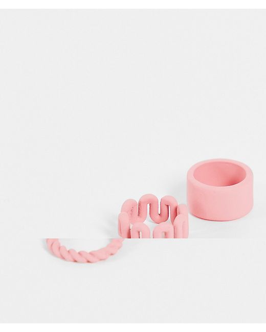 Madein. Madein 3 pack chunky resin rings in orange and pink-