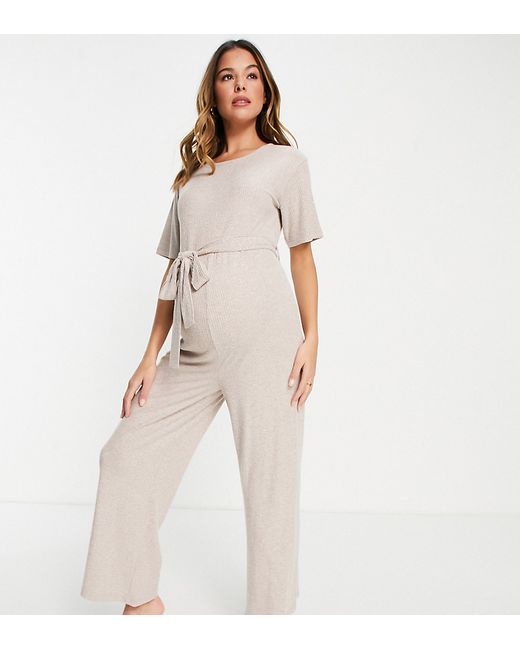 ASOS Maternity DESIGN Maternity lounge super soft rib jumpsuit in