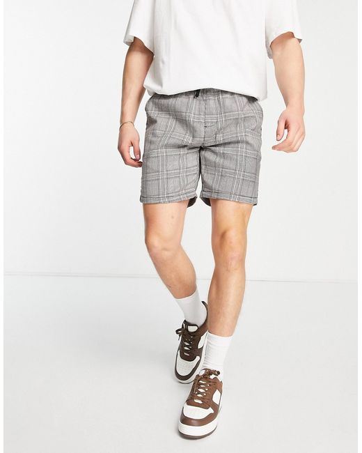 Brave Soul check shorts in brown