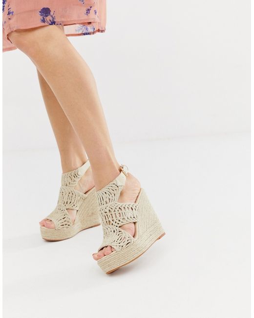 Glamorous cut out high espadrille wedge sandals-