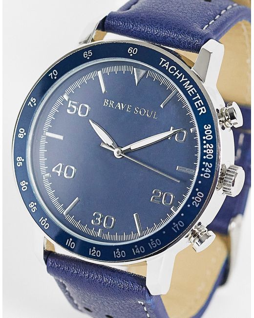 Brave Soul leather strap watch with date feature in tonal