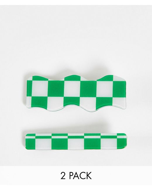 Madein. Madein 2 pack hair clips in checkerboard