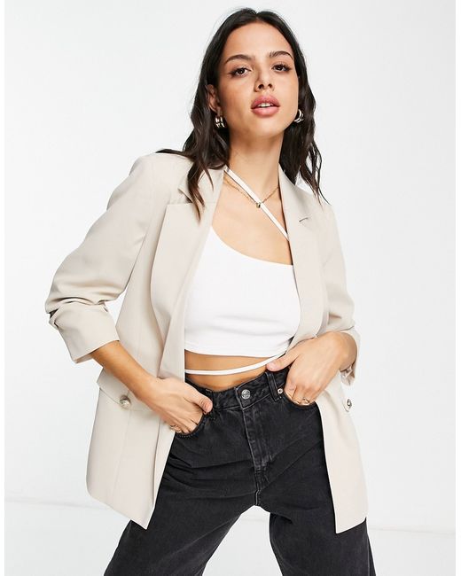 River Island ruched sleeve blazer in