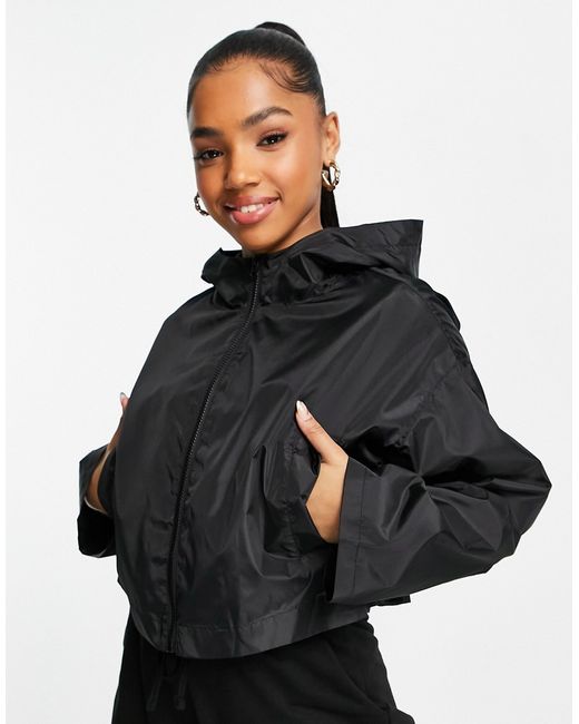 Asos Design cropped recycled rain jacket with hood in
