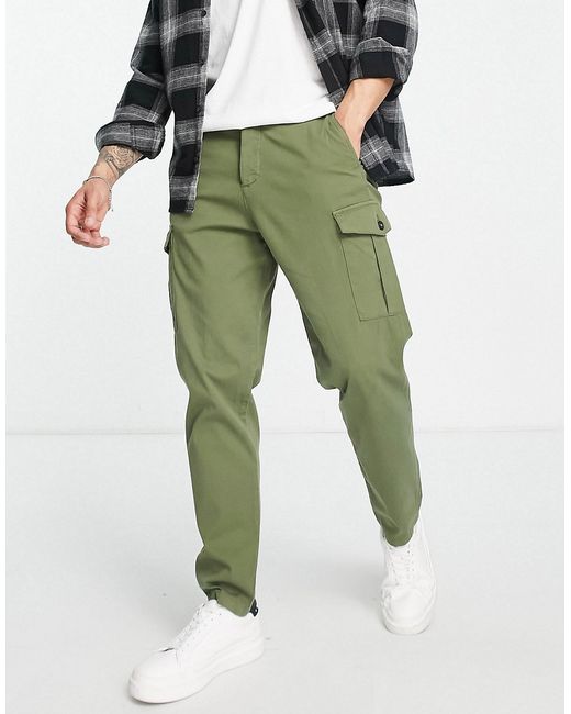 Selected Homme slim tapered cargo pants in khaki