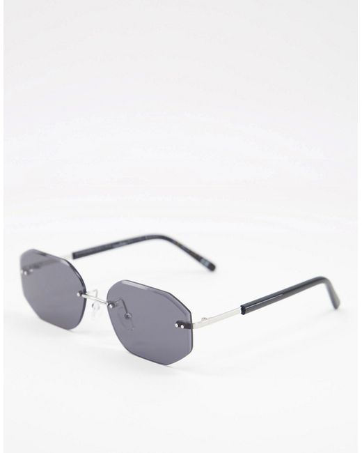 Asos Design 90s retro rimless sunglasses in with smoke lens