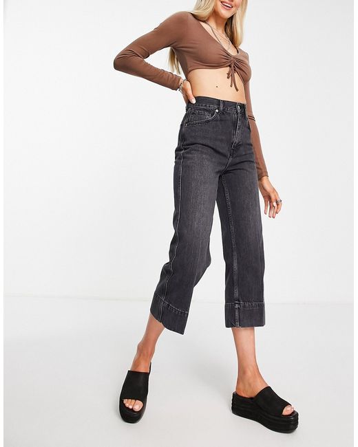 TopShop loose cropped jeans in washed