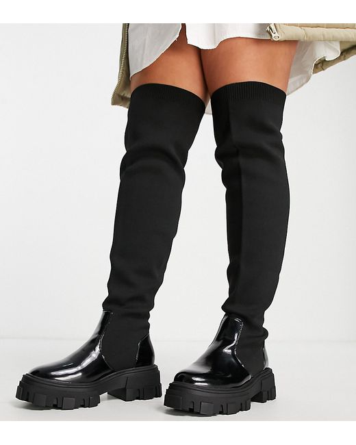Asos Design Curve Kimmy flat chunky over the knee boots in