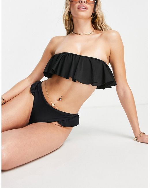 Asos Design recycled mix and match bandeau frill bikini top in