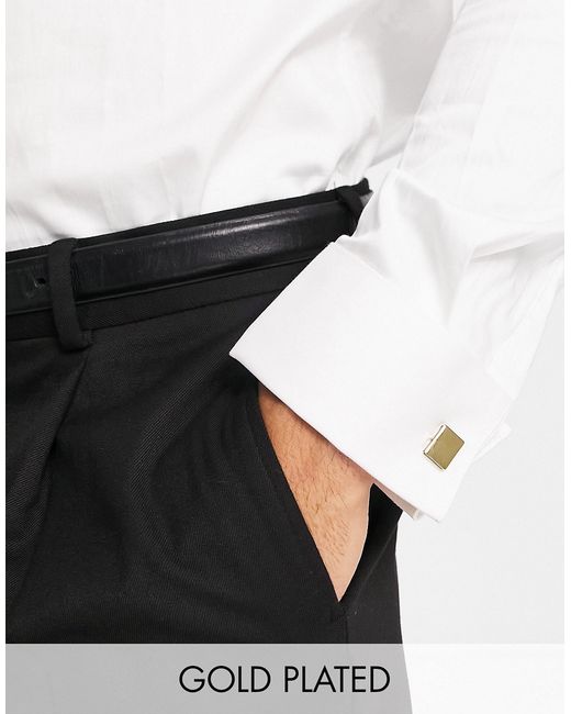 Asos Design wedding cufflinks with black enamel edge 14k plate