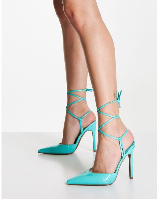 Asos Design Prize tie leg high heeled shoes in