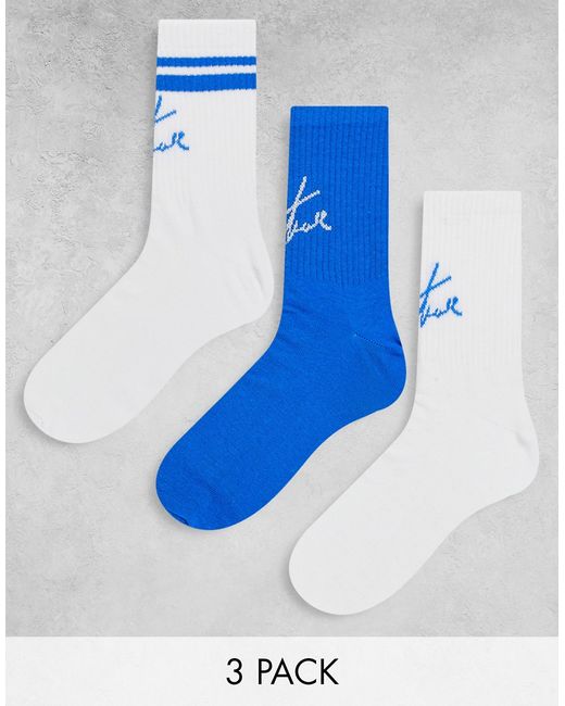 The Couture Club 3 pack sports socks in and blue