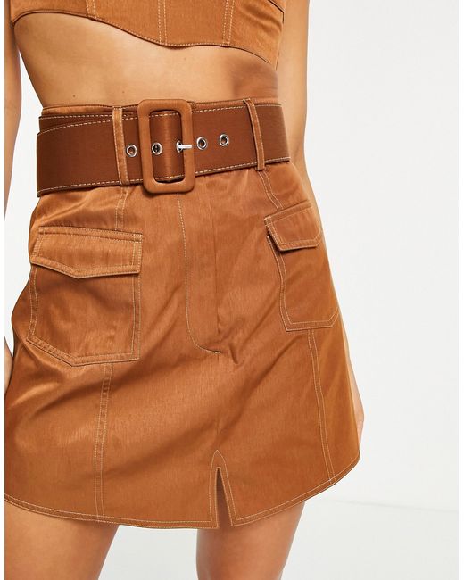 Asos Design belted mini skirt with stitching detail part of a set-