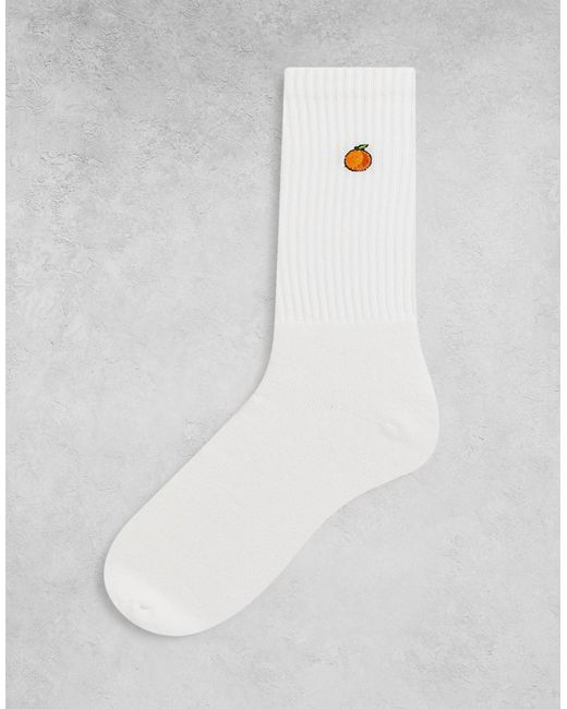 Topman tube sock with peach embroidery-
