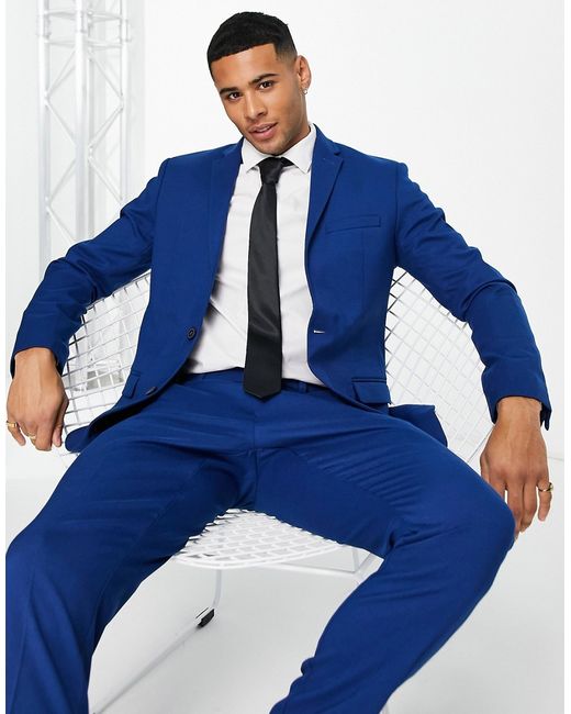 New Look slim suit jacket in indigo-