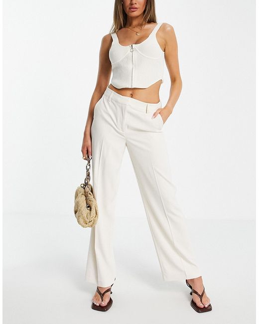 Vero Moda AWARE high waisted tailored pants in cream part of a set-