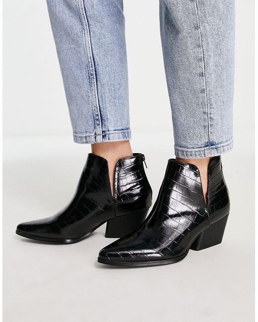 Urban Revivo western croc print ankle boots in